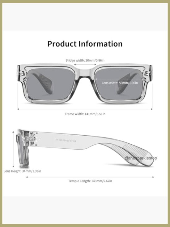 Square Frame Sunglasses for Women Men Chunky Rectangle UV400 Protection Shades